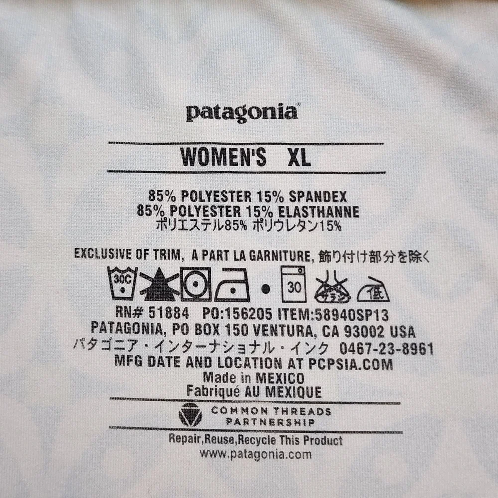 Patagonia Women's XL Shelf‎ Bra Swim Dress Teal Geometric Print UPF Beach
